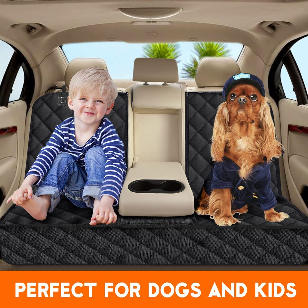 Universal Waterproof Dog Back Seat Cover – Non-Slip Bench Protector with Armrest Access (Black)