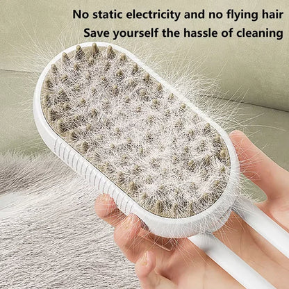 3-in-1 Electric Pet Grooming Brush with Steam Spray and Massage Function for Effective Hair Removal