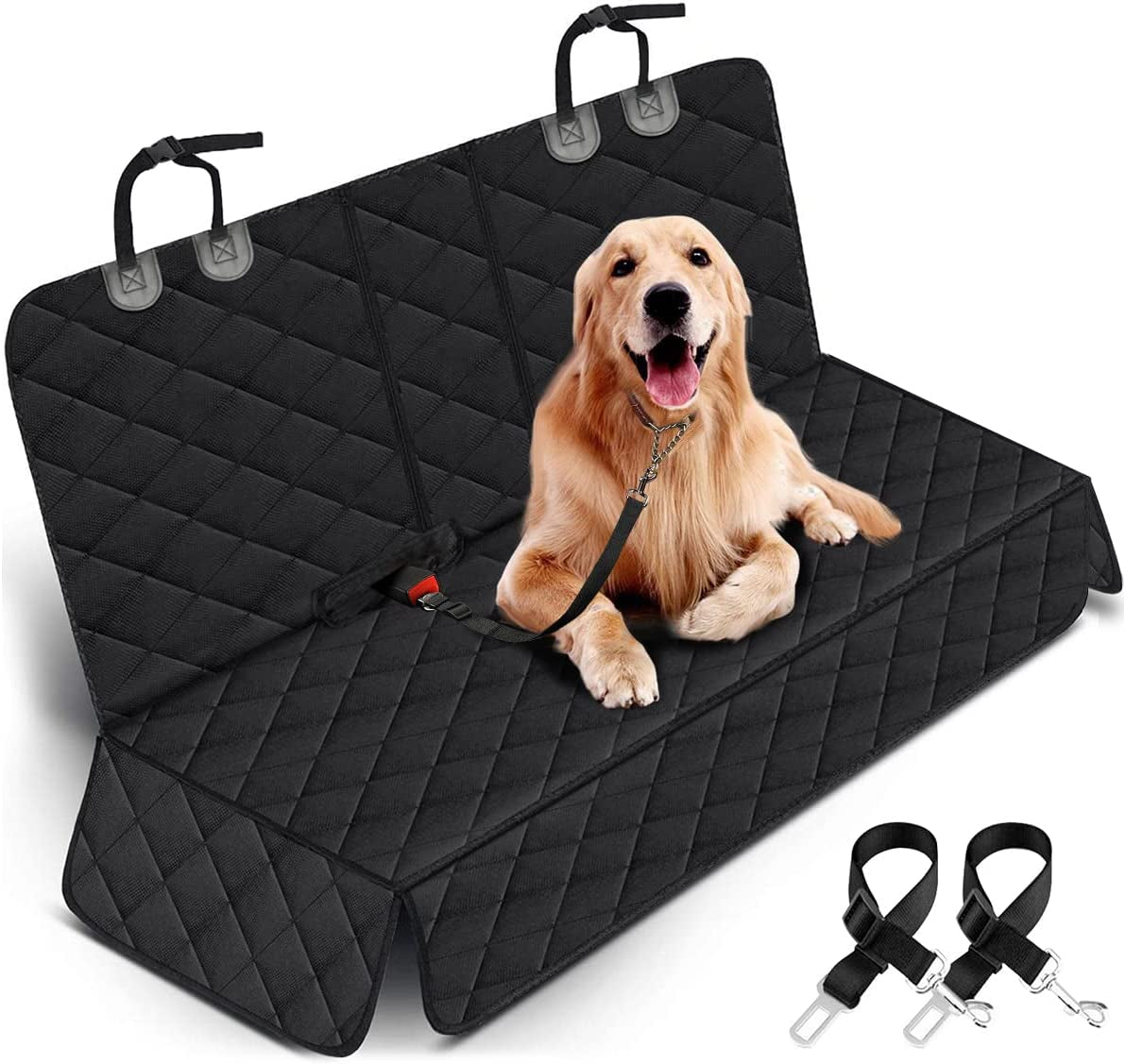 Universal Waterproof Dog Back Seat Cover – Non-Slip Bench Protector with Armrest Access (Black)