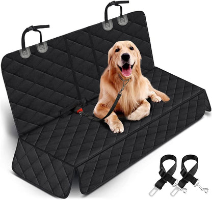 Universal Waterproof Dog Back Seat Cover – Non-Slip Bench Protector with Armrest Access (Black)