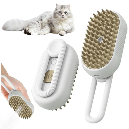 3-in-1 Electric Pet Grooming Brush with Steam Spray and Massage Function for Effective Hair Removal