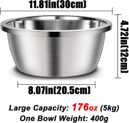 Stainless Steel Large Dog Bowl Set (2-Pack) – 176 Oz / 24 Cup High Capacity Food & Water Bowls for XL/Giant Breeds, Heavy Duty & BPA-Free