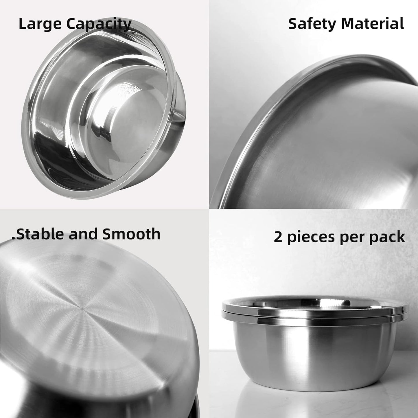 Stainless Steel Large Dog Bowl Set (2-Pack) – 176 Oz / 24 Cup High Capacity Food & Water Bowls for XL/Giant Breeds, Heavy Duty & BPA-Free