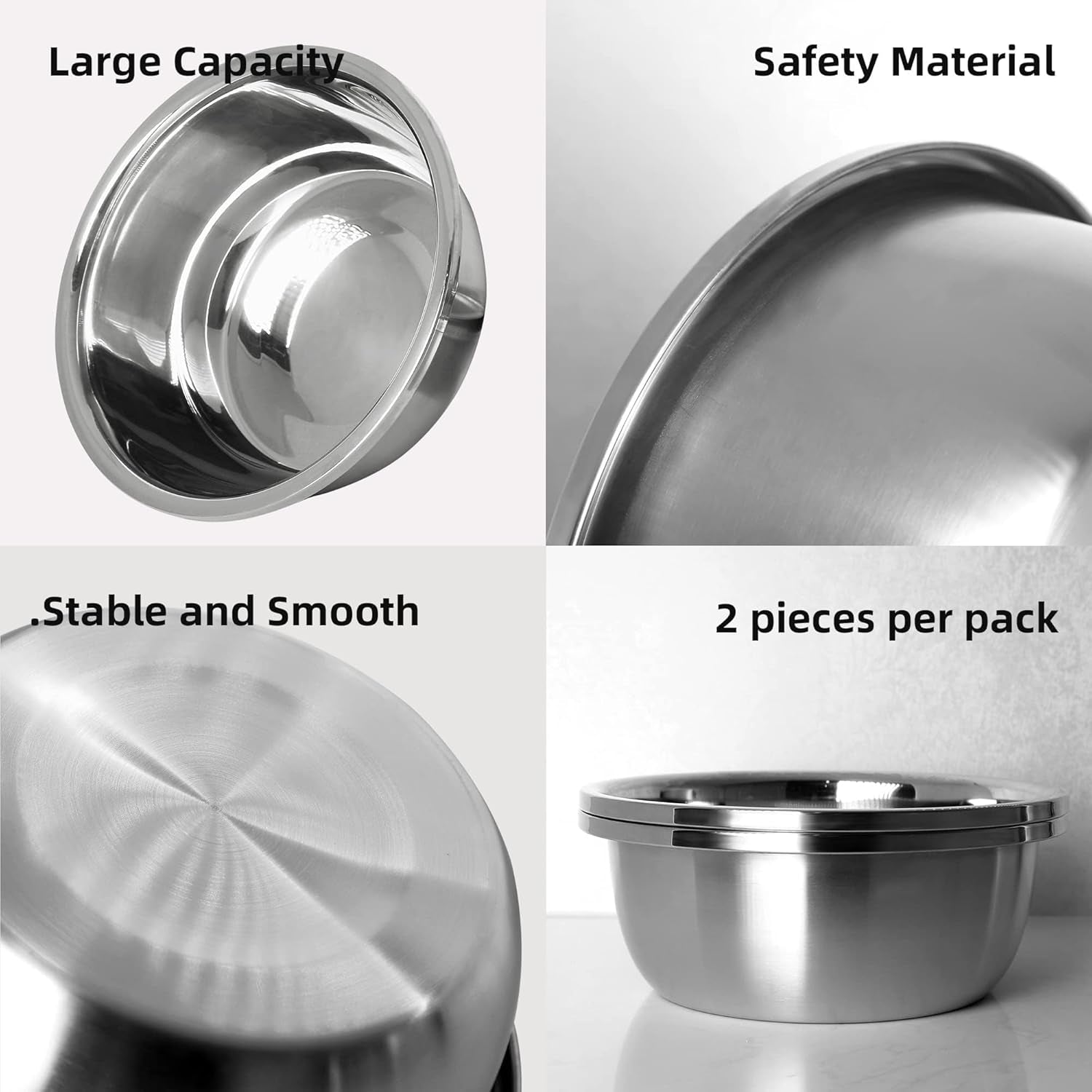 Stainless Steel Large Dog Bowl Set (2-Pack) – 176 Oz / 24 Cup High Capacity Food & Water Bowls for XL/Giant Breeds, Heavy Duty & BPA-Free